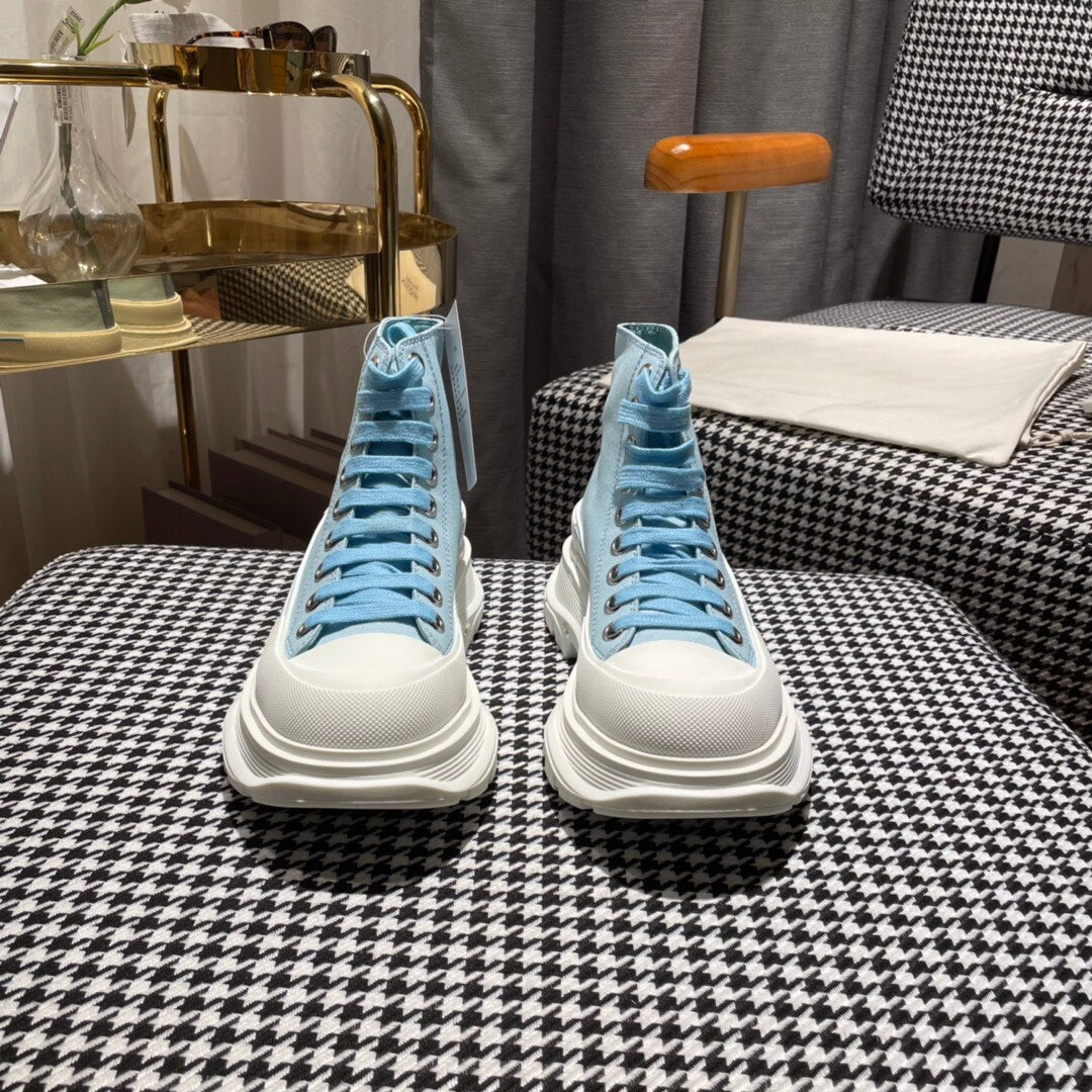 厚底ハイトップキャンバスシューズ メンズとレディース