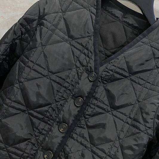 Women's High quality Vintage V-neck padded coat