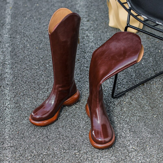 Women Knee High Boots Full Cow Leather