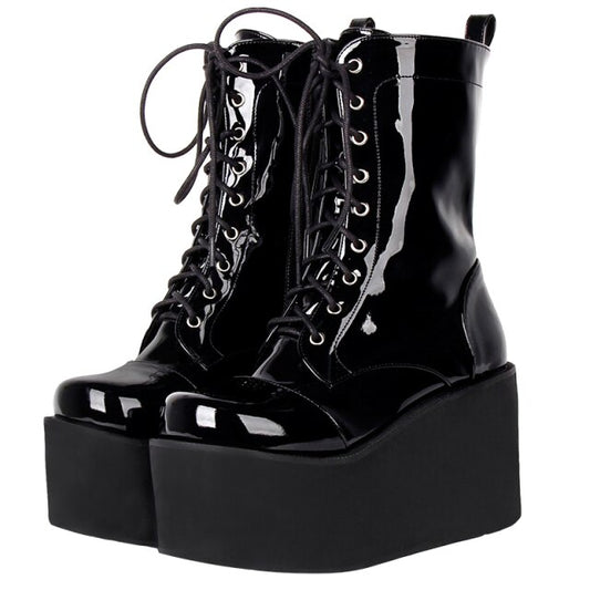 Women motorcycle punk cool boots lady high heels pumps