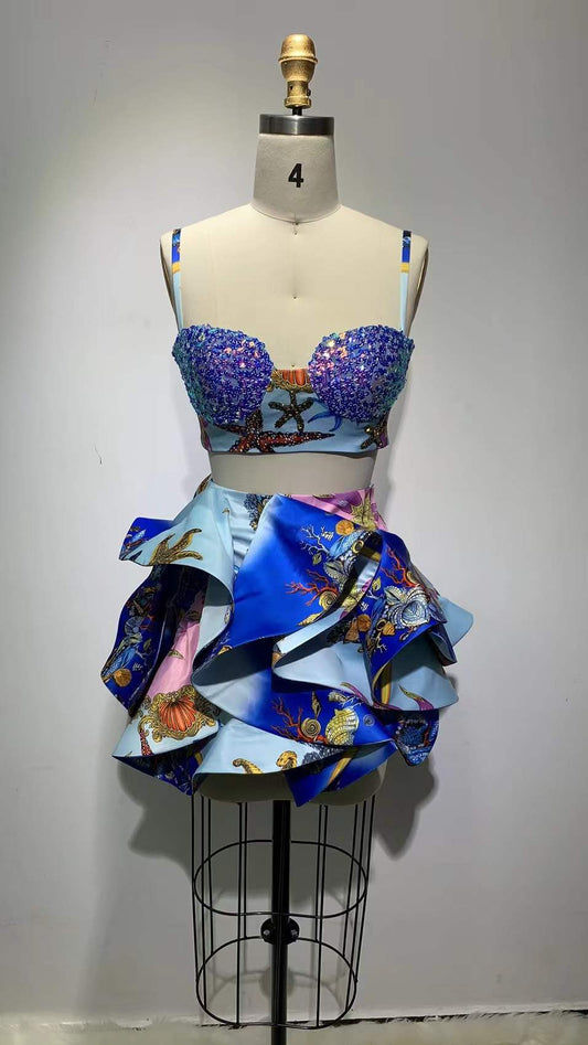 Belly Dance Costume Set Performance Diamond Skirt Set