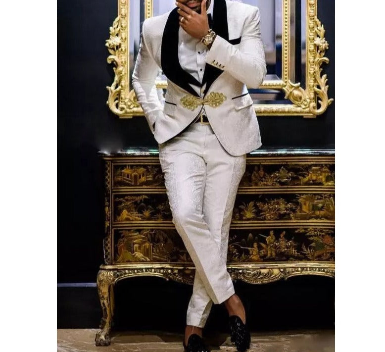 Floral Pattern Groom Tuxedo for Wedding Men Suits