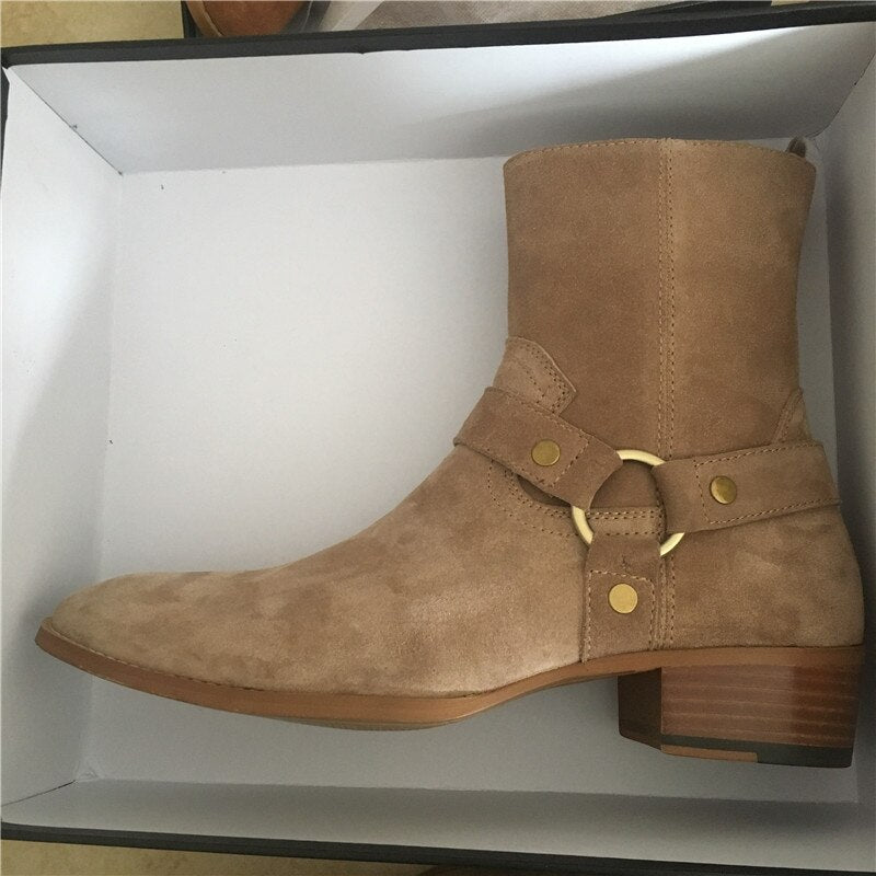 メンズ ハリー スエード タンブーツ ウェッジ ハンドメイド 高品質ブーツ