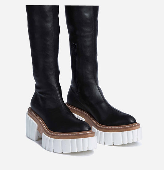 Women Square High Heels Thigh High Boots