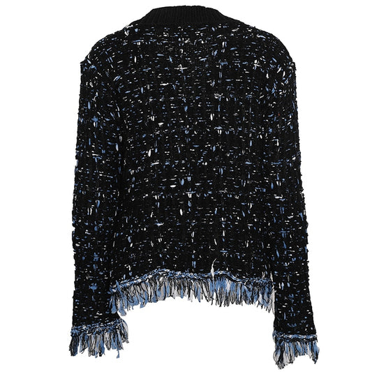 Korea Chic Tassel Wool Mixed Color Knitted Sweater Coat