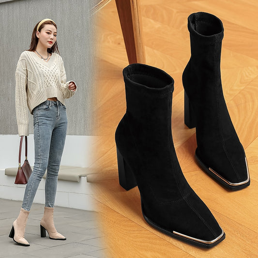 シープスエード 冬用 暖かい ショートファー レディース アンクルブーツ