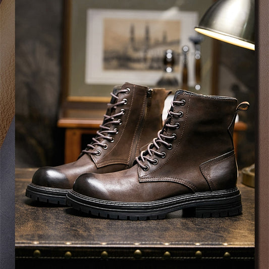 Trendy Men High End Mid-calf Leather Boots
