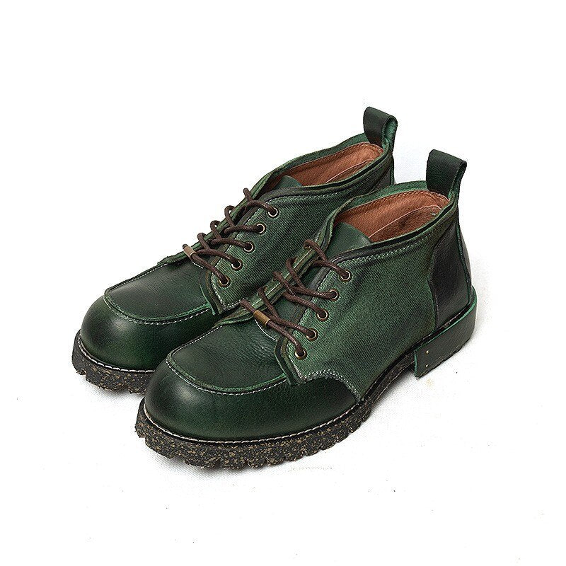 レースアップ ハイトップ バイカーブーツ 男性用