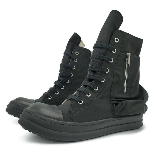 メンズ ハイストリート レースアップ プラットフォーム アンクルブーツ