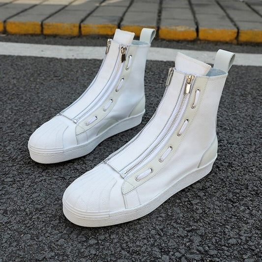レディース カジュアル 本革 牛革 ホワイト ブーツ