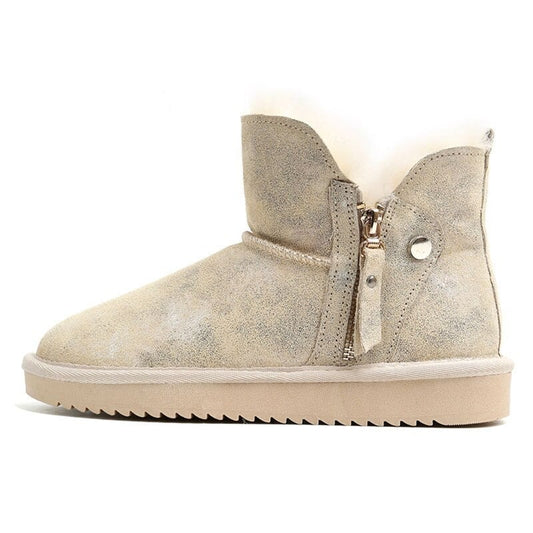 天然ファー本革スノーブーツレディースシューズ