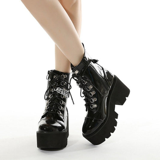プラスサイズ 35-43 レディース ハイトップシューズ パンクスタイル