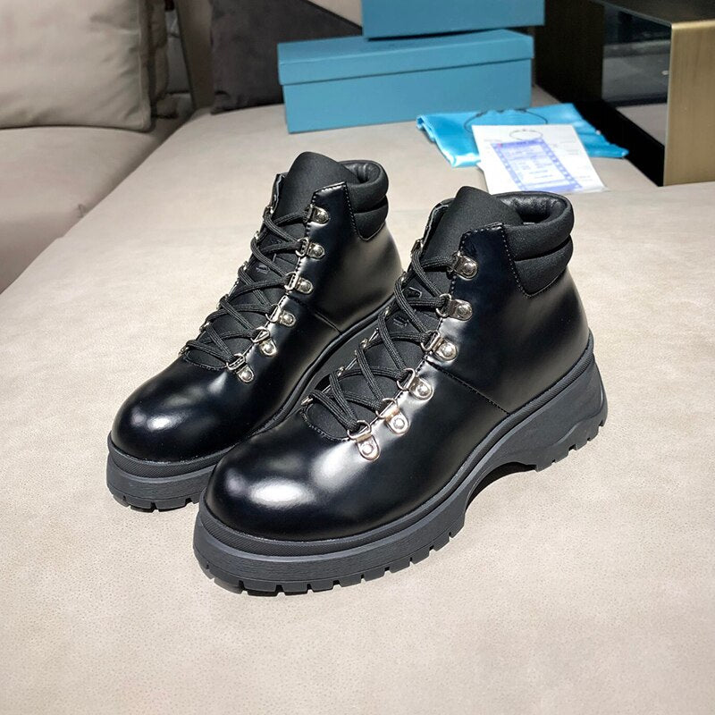 レディース カジュアル リベット 厚手ヒール プラットフォーム アンクルブーツ