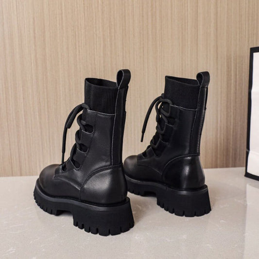 英国スタイルの厚底エレガントソリッドヴィンテージファッション女性用ブーツ