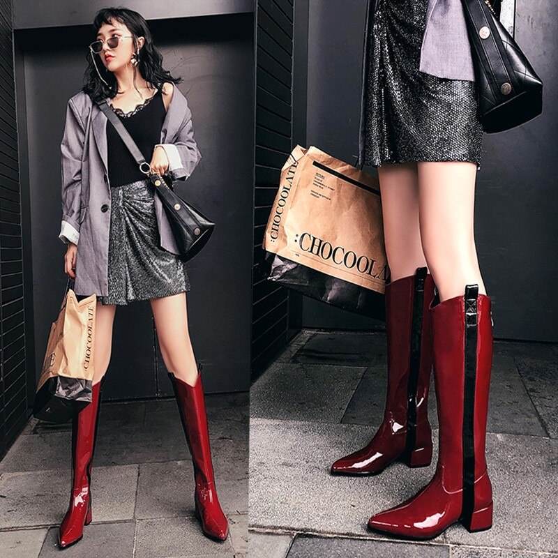 Women Pointed Toe Cowboy Ladies Motorcycle Boots