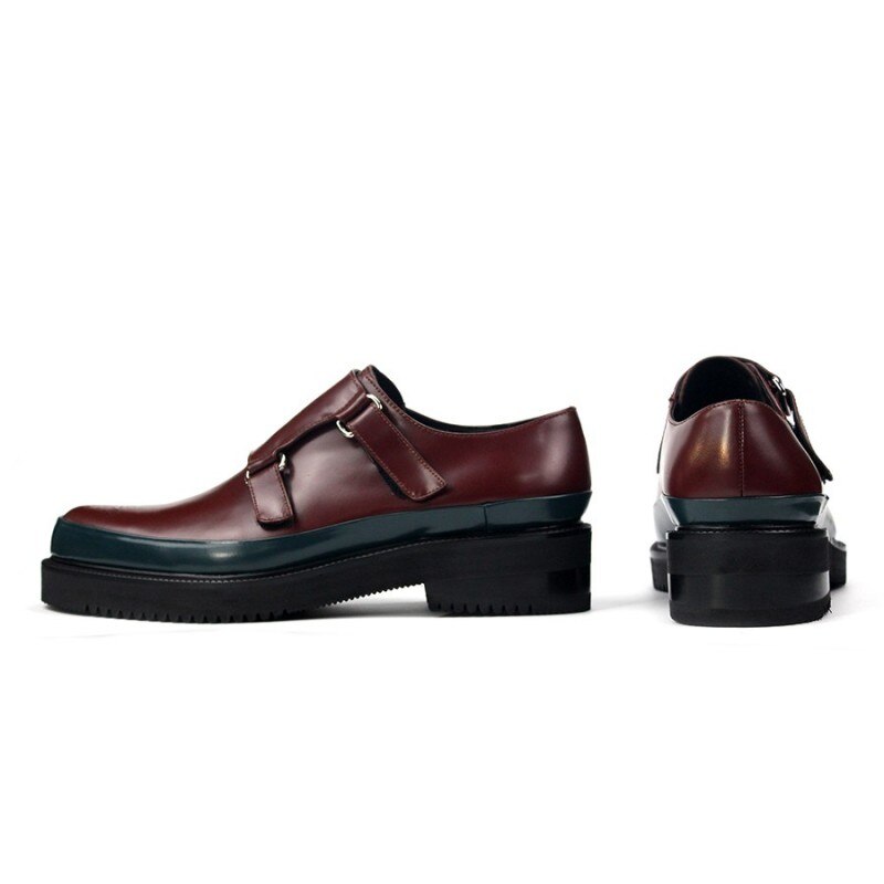 男性用フットウェア バックル カジュアル ウィングチップ オフィス ワークシューズ