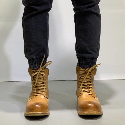 Mens Work Boots Lace Up Genuine Leather High Top Shoes