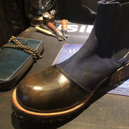 Vintage Mens Patchwork Work Safety Shoes High Top