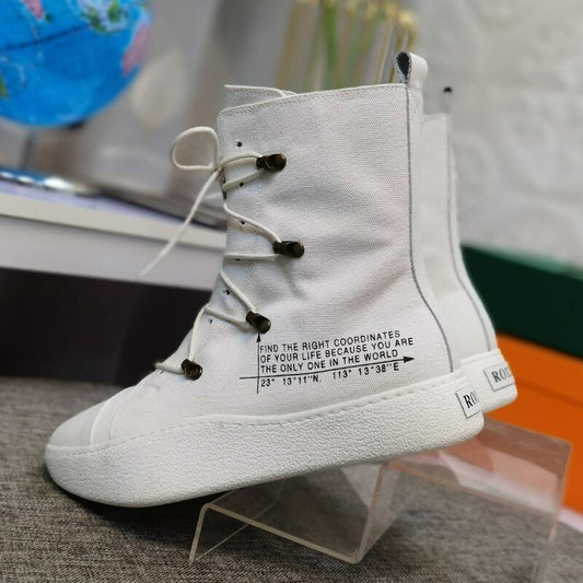 Mens Lace Up Canvas Shoes Thick Platform Casual Sneakers