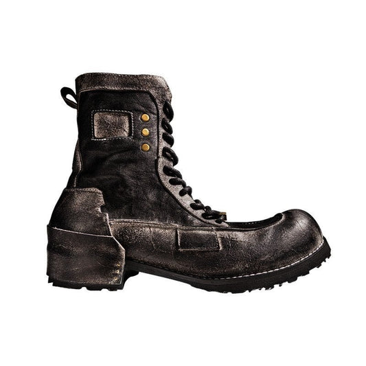 Mens Round Toe Genuine Leather Work Safety Shoes