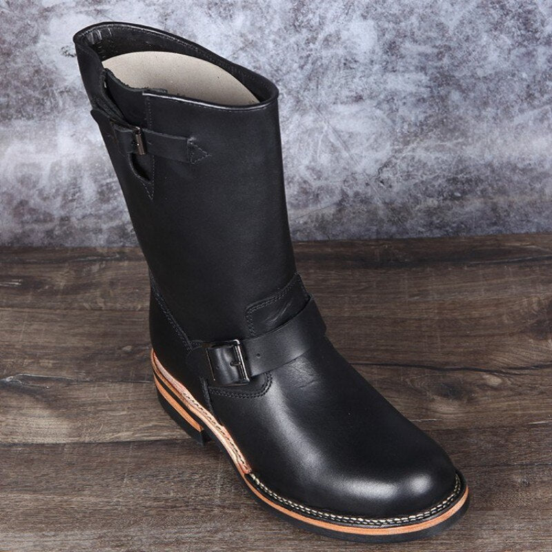 メンズ ワーク 本革 ハイトップブーツ