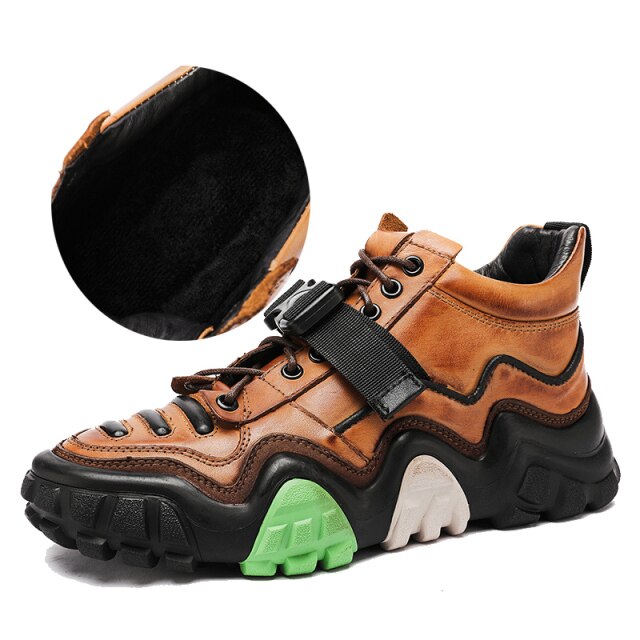 メンズ バイカー アクティブシューズ ラウンドトゥ レースアップ 通気性