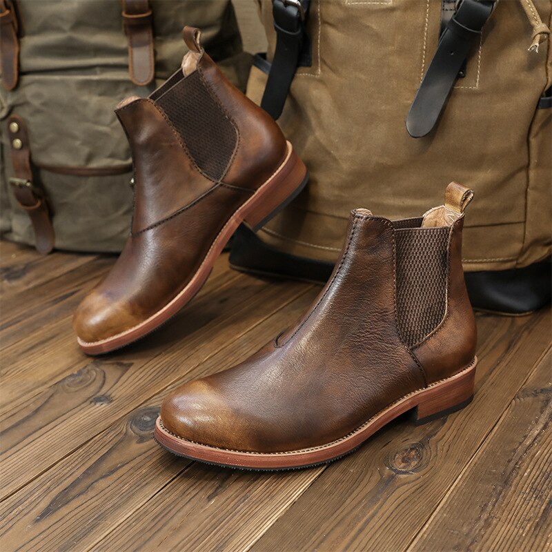 メンズ カジュアル オフィス 本革 牛革 アンクルブーツ