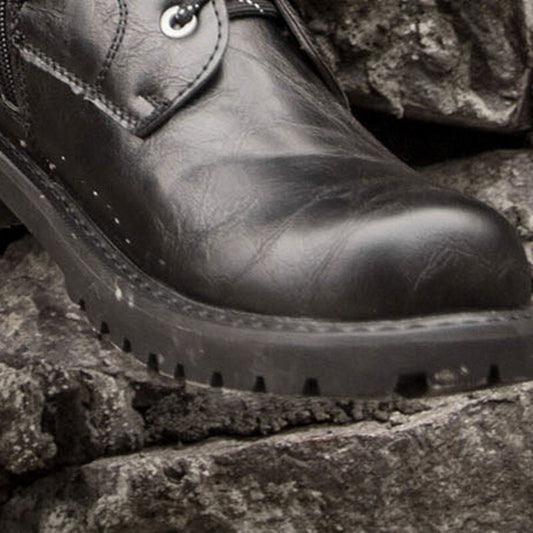 メンズ ニューイングランドスタイル ツーリングブーツ ハイトップ ラウンドトゥ