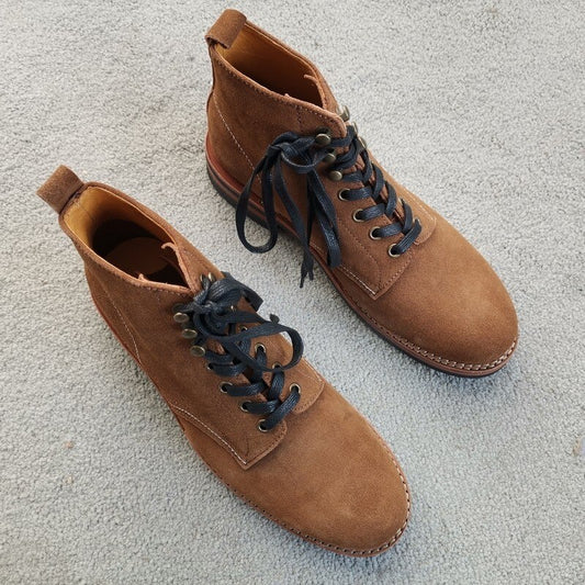 Men British Style Lace Up Cowboy Cow Suede Work Boots