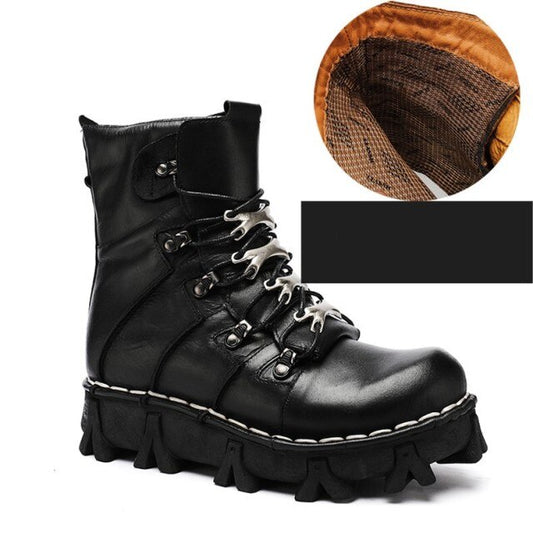 Mens Thick Bottom Lace Up Height Increasing Vintage Warm Ankle Boots