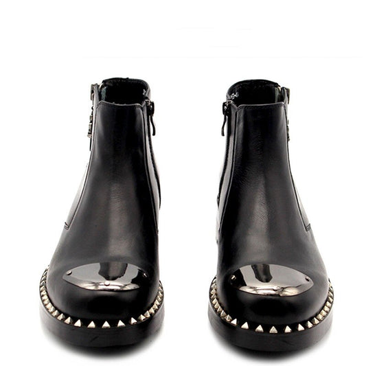 Men Height Increasing Gothic Rivet Punk Motorcycle Boots Plus Size