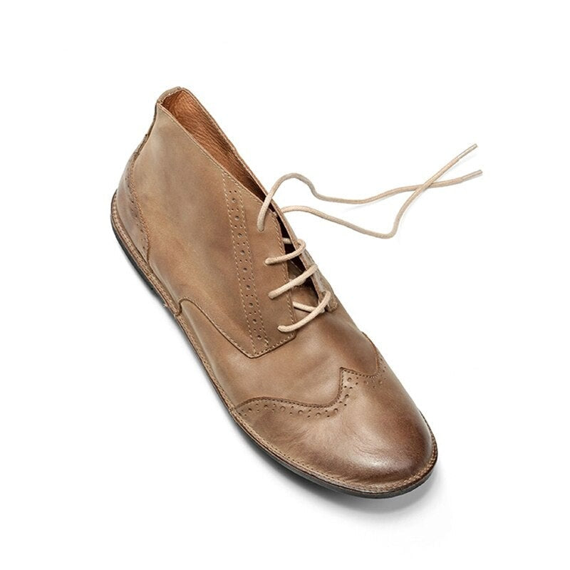 Soft Runway Popular Men Shoes Flats Lace Up High Top Tan Oxfords