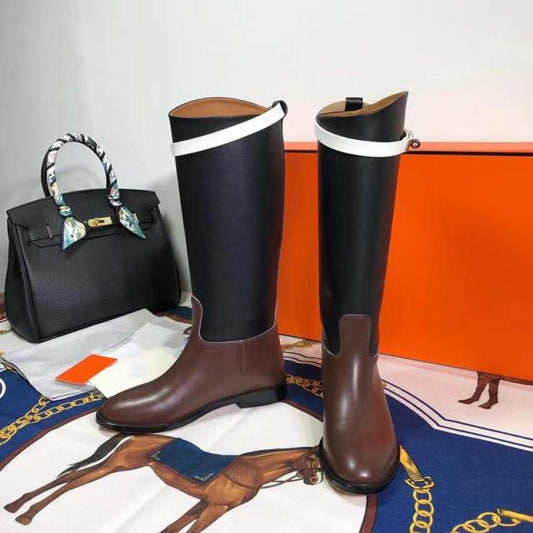 ミックスカラー レディースブーツ ニーハイブーツ ロック