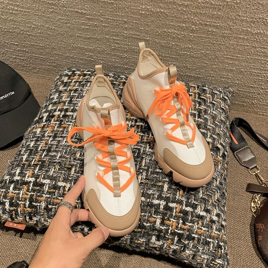 レースアップ本革レディーススポーツシューズ