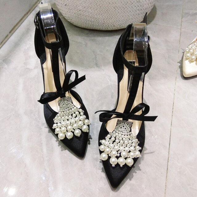 Woman String Bead Designer Pumps Butterfly-knot Sandal