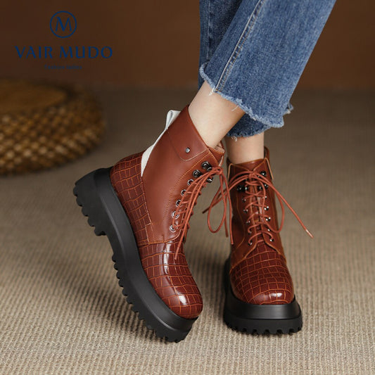 女性用厚底エレガントファッションバイクブーツ