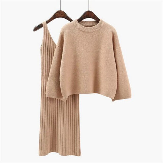 Sweater Woman Knit Top+High Waist Knitting Sling 2022 Spring
