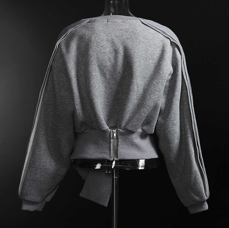 Irregular Hem Zipper Sweatshirt Women Loose Tide