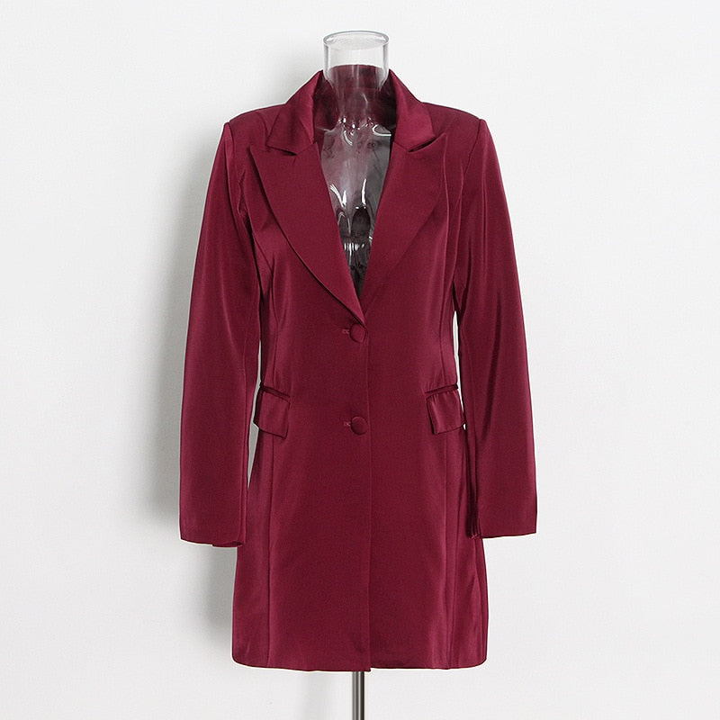 ユニークなファッションミディアムロングスーツブレザージャケットドレス