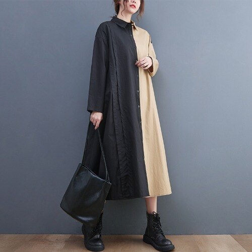 カジュアル春夏ドレスレディースゆったりオーバーサイズシャツ