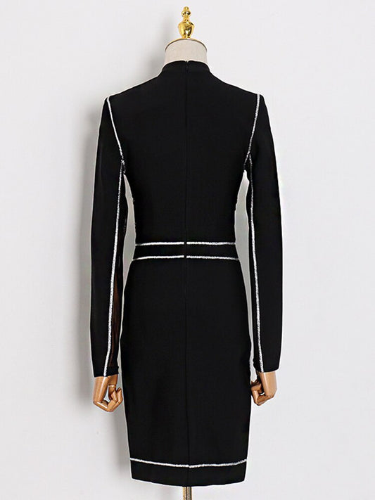 Sexy Sheath Dress For Women Stand Collar Slim Mini Dresses