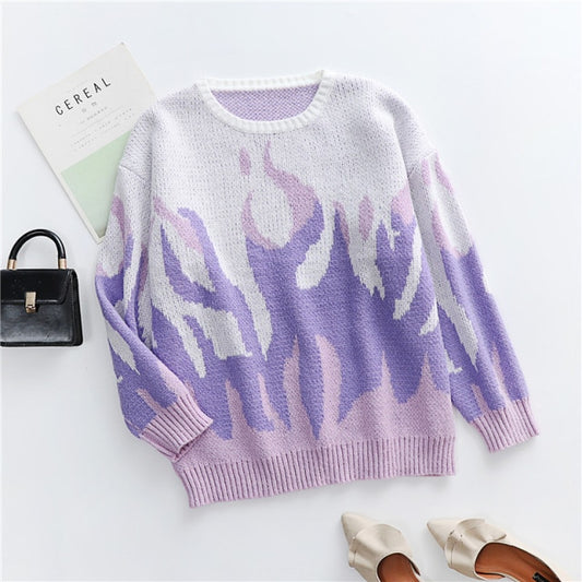 Girls Knitted Oversized Sweaters Women Winter Streetwear Warm