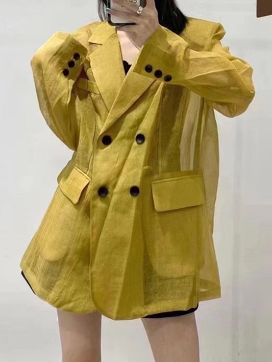 Casual Solid Blazer For Women Notched Collar Long Sleeve Blazers