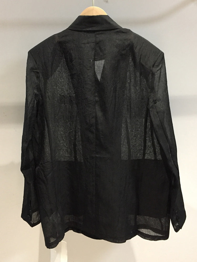 女性用カジュアル無地ブレザー ノッチカラー 長袖ブレザー