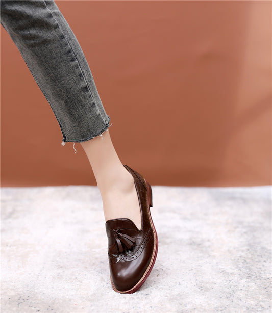 レディース フラット カジュアル タッセル オックスフォード シューズ ローファー モカシン