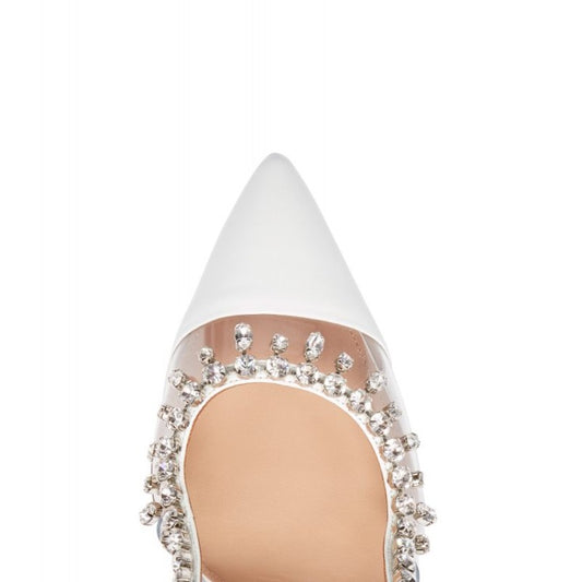 Summer Pointed Toe Mules Sandals Crystal Heels Wedding Shoes