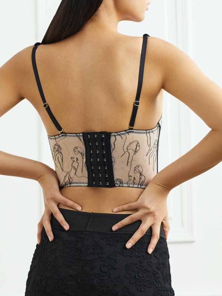 Sexy Patchwork Embroidery Camis For Women Lace Short Camisole Top
