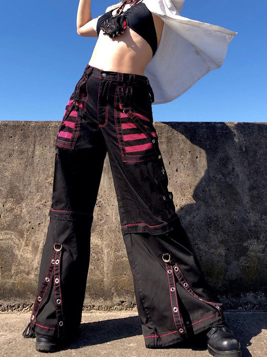 Women Low Waist Pockets Wide Leg Pants Sweatpants