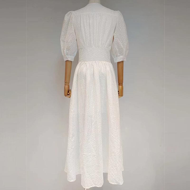 Fashion Desiger 2022 Spring Summer Long Dress Women Single Breasted