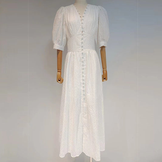 Fashion Desiger 2022 Spring Summer Long Dress Women Single Breasted